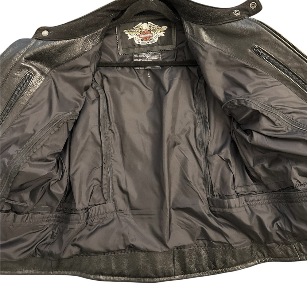 Harley Davidson Rider's Jacket Embossed Black Men's Size L - Picture 7 of 9
